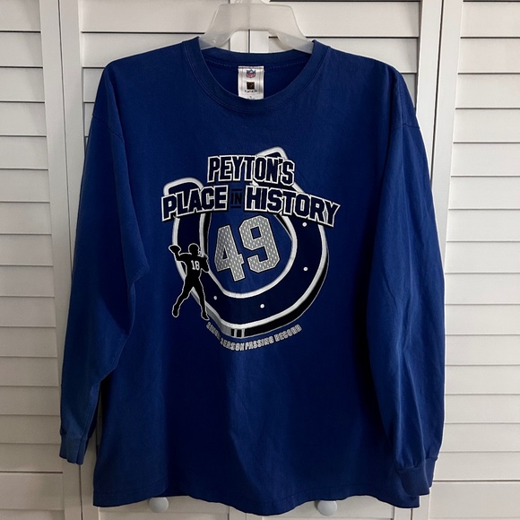 Men's Vintage Peyton Manning 2004 Passing Record Indianapolis Colts T-Shirt - XL - Picture 1 of 6